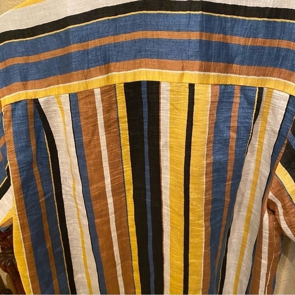 NWT~SANDRO Women Bronx Striped Linen Blend Button Short Sleeve Top Size 3(L) - Picture 7 of 15